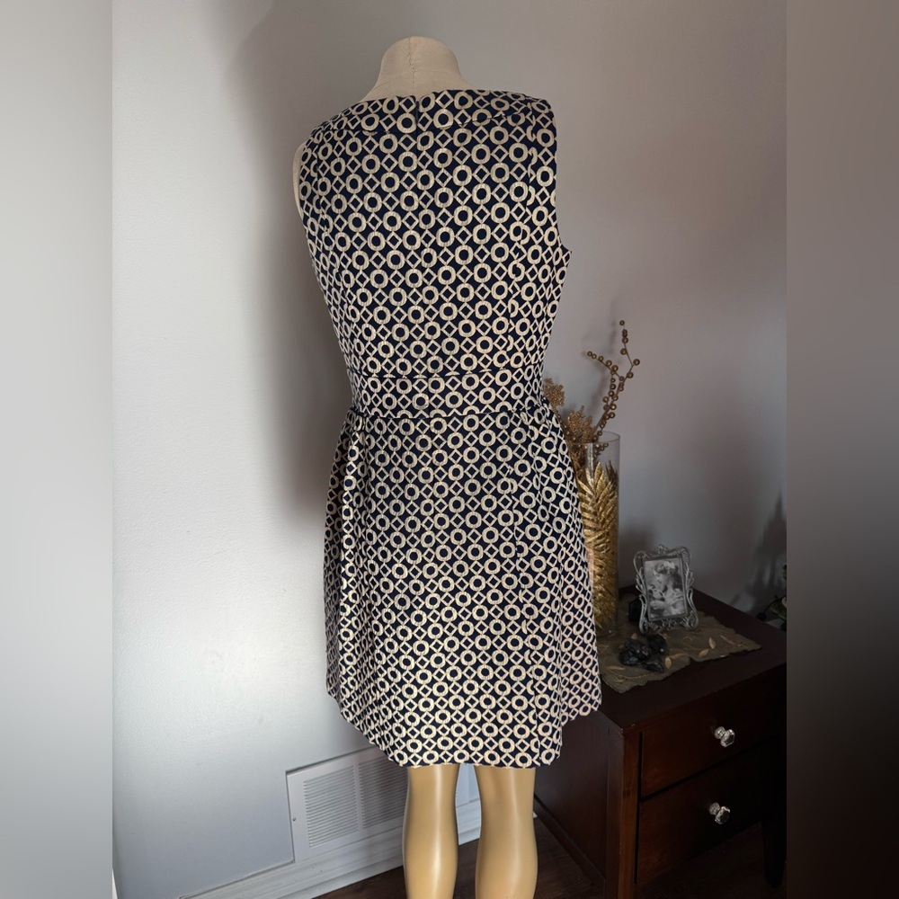 Ralph Lauren Navy and Gold Geometric Mini Dress. Ptp 17” length 34” - Picture 10 of 10